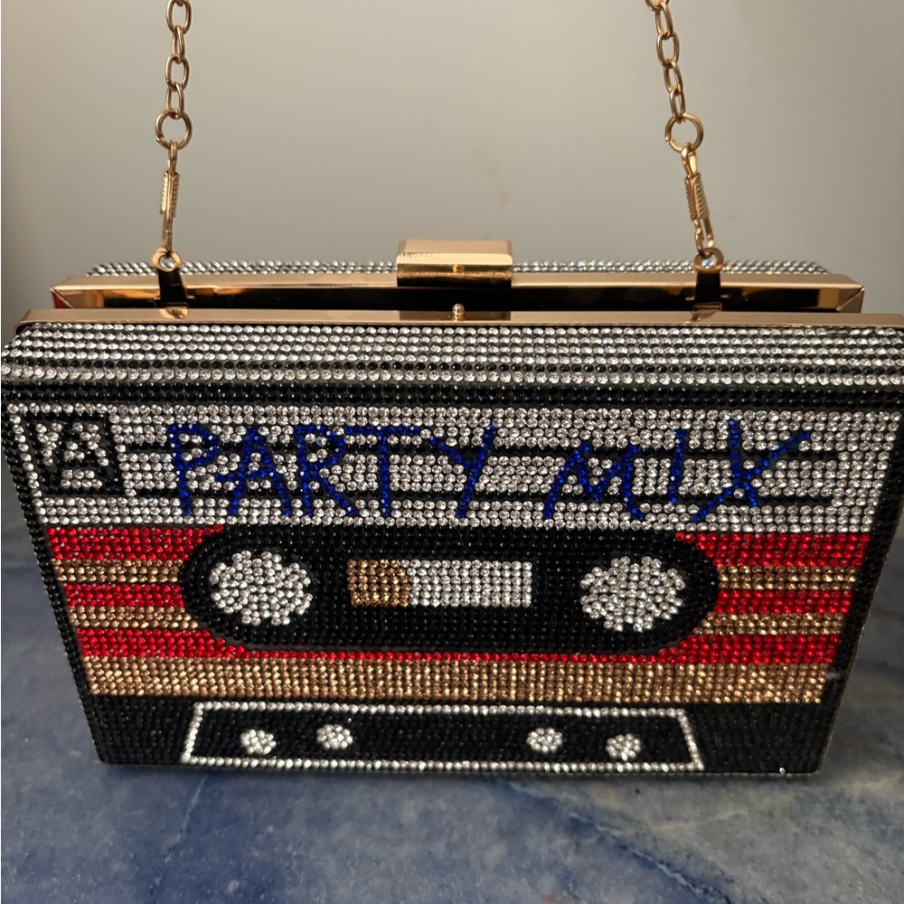 Retro Cassette mix tape Crystal Clutch purse - Picture 2 of 8